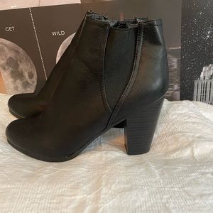Black 3 inch heeled booties